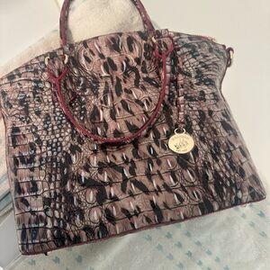 Brahmin Multicolor Crocodile Embossed Satchel